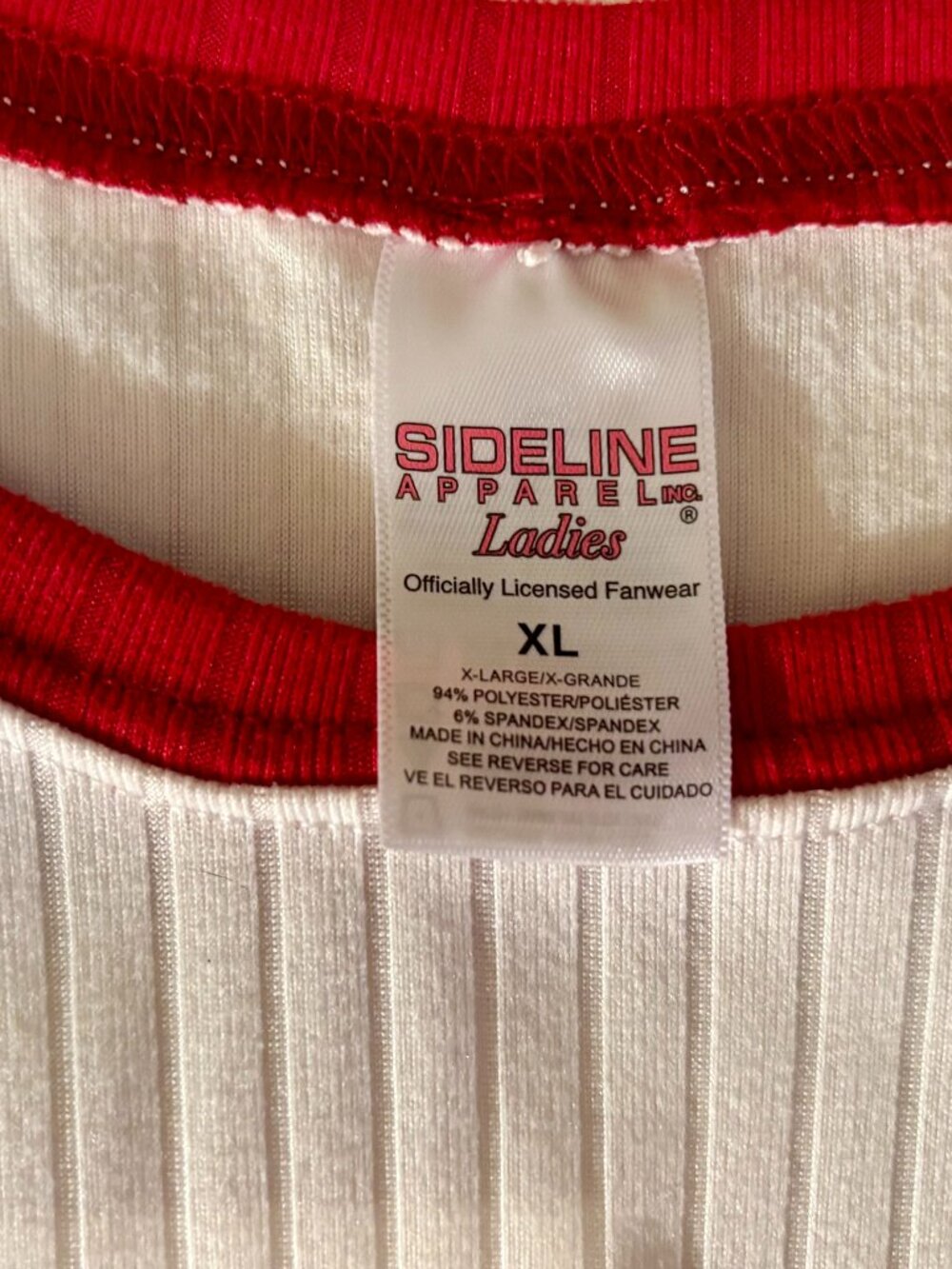 Alabama Crimson Tide Ribbed Knit 3/4 Sleeve Top XL Red White Hi-Low Hem Sideline - Picture 4 of 16